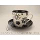 New Bone China Black & White Coffee cup & saucer