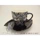 New Bone China Black & White Coffee cup & saucer