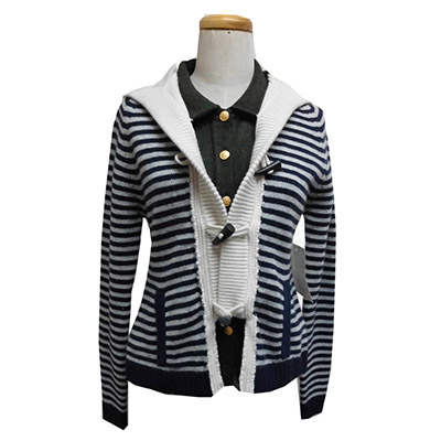 Ladies Woven Trims Cardigan with Hand-sewing