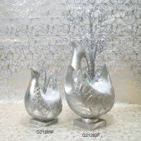 Silver Bird Pot w/Artificial Flowers