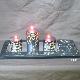 Handpainted Gold Leaves Candle Set w/Mirror Tray