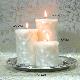 Beads Quilted Dupioni Candle Set w/Round Silver Tray, NC43525~NC43527, G18324