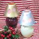 Ceramic Jar Filled Wax w/Christmas Pattern Glass Shade Lamp, NC44943, NC45018