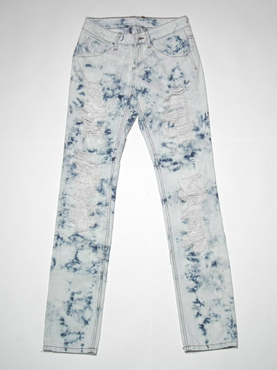 Ladies' acid deconstucted jean