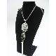 Grey Look & Stone Disc Pendant Necklace