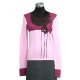 12GG jersey w/lace and knitting tape and ribbon on front drop needle pullover