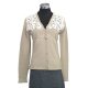 12GG jersey long sleeves cardigan w/suede on front and hand stitch on front and back, CPL18173