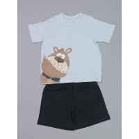 BT 1PK CUTE DOG PJ SET with EMBRO APPLIQUE