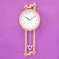 Round Wooden Wall Clock with Pendent( Dia.26mm and 70 x 13 cm )