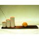 CANDLE HOLDER WITH WOODEN BASE