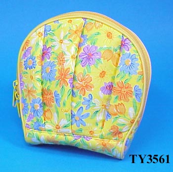 inchesFLOWER inches PATTERN PRINTED COTTON COSMETIC BAG