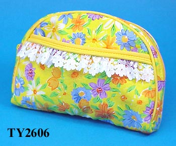inchesFLOWER inches PATTERN PRINTED COTTON COSMETIC BAG