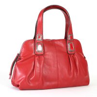 Red PU Handbag With Antique Ornament on Handles