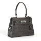 Box Style Crocodile Patterned Bag with Front Lock