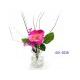 17CM(H) MOUNTAIN ROSE, FORGET-ME-NOT & ONION GRASS ON GRASS VASE W/PEBBLES & ARCYLIC WATER