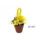5 inches DAFFODIL, RANUNCULAR ON POT W/ RABBIT, 001-3571