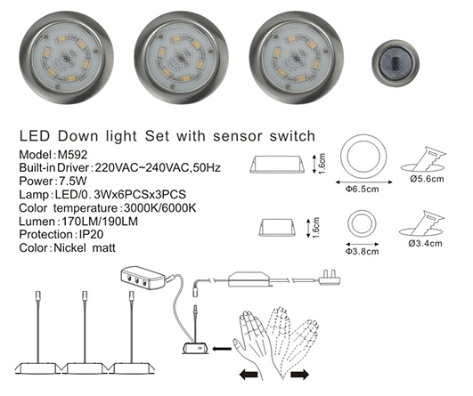 LED Down Light Set with Sensor Switch
