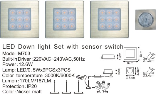 LED Down Light Set with Sensor Switch