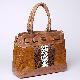 Hair Calf with Leather Combo Box Satchel, LL-100781-1A