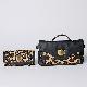 Hair Calf with Leather Combo Mini Turnlock Satchel and Clutch, LL-100785-1A