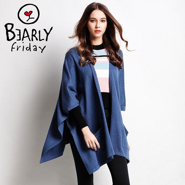 Wool Poncho, Wool Cardigan, Open Front Cape, Lightweight, Warm-touch