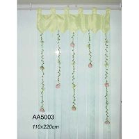 Polyester curtain with artificial flowers and leaves
