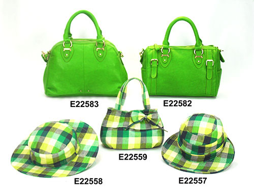 Lime Fashion Ladies 5 Pcs Three Hand Bags Two Top Hats Set