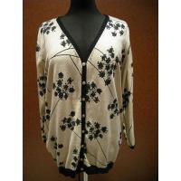 Ladies' 100% Cotton Knitted Cardigan with Rubber Printing (12G)