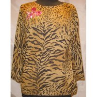 LADIES' KNITTED PULLOVER WITH EMBROIDERY/DISCHARGE PRINTING