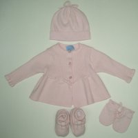 BABIES' KNITTED SET (HAT/DRESS/GLOVES/SHOES, 7G)