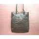 Dark Brown Metallic Fabric Handbag, 21667