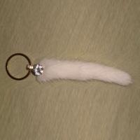 Key ring with crystal & mink tail