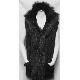 Dyed Colour Knitted Rabbit Vest w/Raccoon Fur Trim