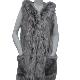 Natural Grey Knitted Rabbit Vest w/Raccoon Fur Trim