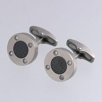 Titanium Cufflinks with Black Carbon Fiber and white CZ