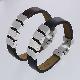 Stainless Steel Bracelets with Brown Leather Strap / Black Leather Strap