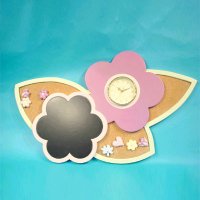 Flower Memo Board With Clock & Mirror