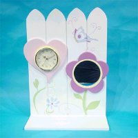 Bufferfly Pattern Wall Plaque With Clock & Mirror