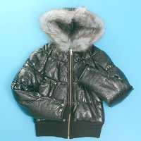LADIES PADDING SHORT JACKET WITH FUR HOOD