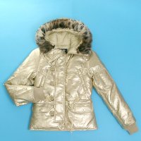 LADIES QUITED PADDING JACKET WITH HOOD AND FUR