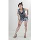 denim vest / printed denim skirt, unionwin4034