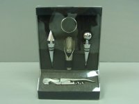 4 pcs nut cracker/bottle opener/pocket corkscrew & stopper set