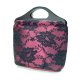 Handbag in satin & lace with plastic handles