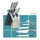 6 PCS Full Stainless Steel Knife Set with Plastic Block