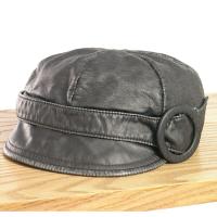 Leather baker boy cap