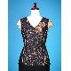 Solid Woven Top with Lace, HP-4037