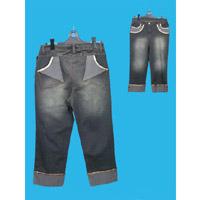 Fake leather decor jeans