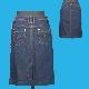 Fake leather decor denim skirt
