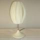 Round table lamp with satin shade