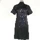 Ladies' 97% polyester 3% elastane dress with delicate beading pattern at front